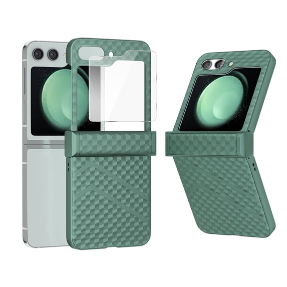 Dteck for Galaxy Z Flip 5 Case with Hinge Protection, Z Flip 5 Case with Screen Protector Full Cover,Support Wireless Charging Shockproof Slim Phone Case for Samsung Galaxy Z Flip5 5G,Deep Green