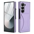 thumbnail image 1 of Dteck for Galaxy Z Fold 4 Case with Card Holder & Invisible Stand, Built-in Tempered Glass Screen Protector, PU Leather Full-Body Protection Anti-Slip Case for Samsung Galaxy Z Fold 4,Purple, 1 of 5