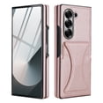thumbnail image 1 of Dteck for Galaxy Z Fold 4 Case with Card Holder & Invisible Stand, Built-in Tempered Glass Screen Protector, PU Leather Full-Body Protection Anti-Slip Case for Samsung Galaxy Z Fold 4,Rosegold, 1 of 5