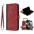 thumbnail image 1 of Dteck Galaxy Z Fold 4 Case, Z Fold4 5G Case Wallet for Women Men, Slim PU Leather Magnetic Flip Closure Wrist Strap Card Holder Wallet Case for Samsung Galaxy Z Fold4,Red, 1 of 5