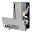 thumbnail image 1 of Dteck for Galaxy Z Fold 4 Case with Screen Protector, Metal Kicksrand Case with Magnetic Hinge Protection, PU Leather Hard PC Protective Case for Samsung Galaxy Z Fold 4 5G 2022,White, 1 of 5
