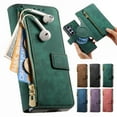 thumbnail image 1 of Dteck for Galaxy Z Fold 4 Wallet Case, 2 In 1 Detachable Wallet Zipper Card Holder RFID Blocking PU Leather Magnetic Phone Cover, Z Fold4 5G Case Compatible with MagSafe,Green, 1 of 9