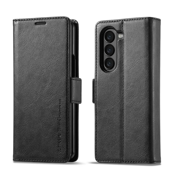 Dteck for Galaxy Z Fold 5 5G with RFID Blocking Wallet Case Credit Card Holder,Flip Book PU Leather Phone Case Shockproof Cover Women Men for Samsung Z Fold 5 Case Wallet,Black