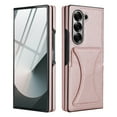 thumbnail image 1 of Dteck for Galaxy Z Fold 5 Case with Card Holder & Invisible Stand, Built-in Tempered Glass Screen Protector, PU Leather Full-Body Protection Anti-Slip Case for Samsung Galaxy Z Fold 5,Rosegold, 1 of 5