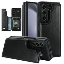 Dteck for Galaxy Z Fold 5 Case, Luxury Flip Folio Leather Wallet Case Cover with Card Slots and Kickstand for Men Women,Protective Phone Case for Samsung Galaxy Z Fold5 5G,Black