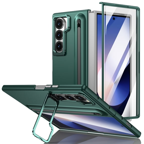 Dteck for Galaxy Z Fold 5 Case with S Pen Holder & Stylus, Built-in Kickstand and Screen Protector Support Wireless Charging Shockproof Slim Phone Cover for Samsung Galaxy Z Fold 5 5G,Darkgreen