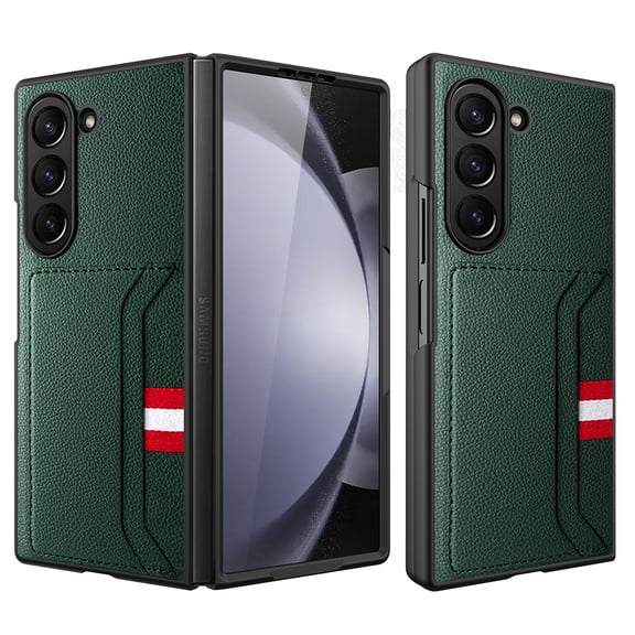 Dteck for Galaxy Z Fold 6 Wallet Case with Card Holder, Ultra Thin Slim PU Leather Case with Built-in Front Screen Protector for Samsung Galaxy Z Fold6 5G,Green