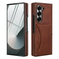 thumbnail image 1 of Dteck for Galaxy Z Fold 7 Case with Card Holder & Invisible Stand, Built-in Tempered Glass Screen Protector, PU Leather Full-Body Protection Anti-Slip Case for Samsung Galaxy Z Fold 7,Brown, 1 of 5