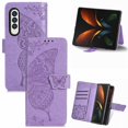 thumbnail image 1 of Dteck Galaxy Z Fold3 5G 7.6-inch Case,Magnetic Butterfly Pattern Leather Card Holder Wallet Case Kickstand Anti-Scratch Shookproof Protection Strap Cover for Samsung Galaxy Z Fold3 5G,Lightpurple, 1 of 9