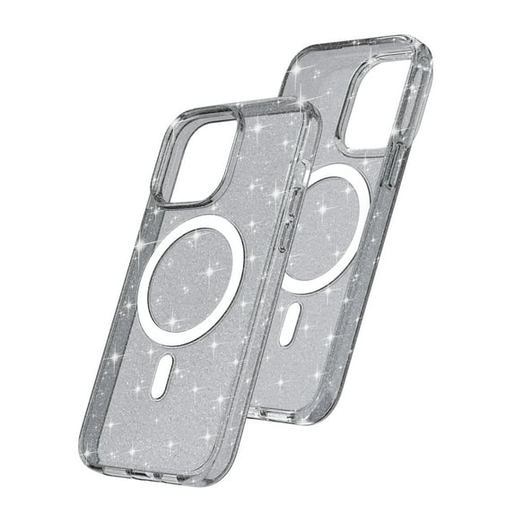 Dteck Glitter Case for Apple iPhone 14 Pro Max, Magnetic Case Wireless Charging Magsafe Tranparent Slim Fit Shockproof Case Cover for Apple iPhone 14 Pro Max 6.7", Gray