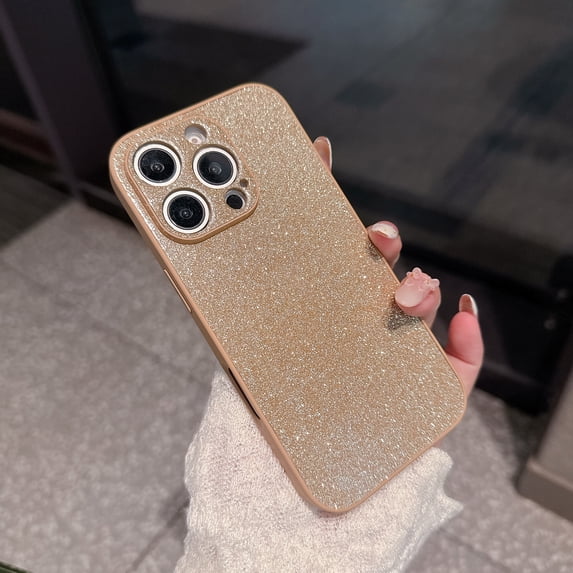 Dteck Glitter Case for iPhone 16 Pro Max, Cute Sparkle Bling Shiny Women Girls Cases Soft TPU Rubber + PC Slim Shockproof Drop Phone Protective Cover, Gold