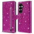 thumbnail image 1 of Dteck Glitter Wallet Case for Samsung Galaxy Z Fold 7, Sparkly Luxury PU Leather Flip Folio Kickstand Cover Zipper Pocket Women Purse Protective Case with Card Holder & Detachable Wrist Strap, Purple, 1 of 7