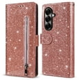 thumbnail image 1 of Dteck Glitter Wallet Case for Samsung Galaxy Z Fold 7, Sparkly Luxury PU Leather Flip Folio Kickstand Cover Zipper Pocket Women Purse Protective Case with Card Holder Detachable Wrist Strap,Rosegold, 1 of 6