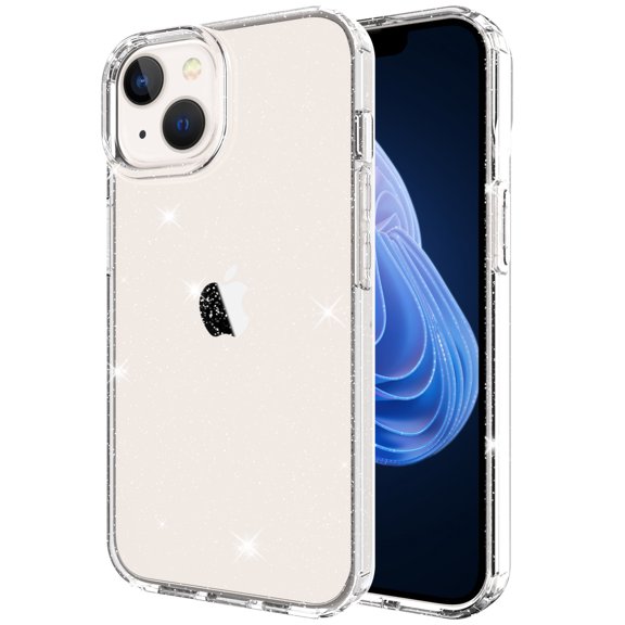 Dteck Glitter for iPhone 11 Case, Shock-Absorbing Scratch Resistant Hard PC + Flexible TPU Frame Shockproof Protective Cover for iPhone 11,Glitter Clear
