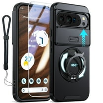 Dteck for Google Pixel 10 Pro XL Case with Stand, Heavy Duty Shockproof Magnetic Case with Slide Camera Lens Cover, Phone Cover with Screen Protector for Pixel 10 Pro XL,Black