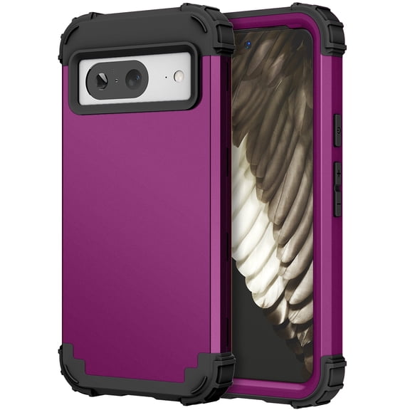 Dteck for Google Pixel 6 Armor Case, 3 in 1 Heavy Duty Shockproof Hybrid Hard PC Soft Rubber Drop Protection Slim Fit Hybrid Protective Cover Case, purple