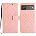 thumbnail image 1 of Dteck for Google Pixel 6 Magnetic Case, Premium PU Leather Folio Flip Wallet Case with Card Holder Cash Slot Lanyard Strap Kickstand Function Embossed Pattern Slim Shockproof Cover, pink, 1 of 8