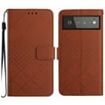 thumbnail image 1 of Dteck for Google Pixel 6 Magnetic Case, Premium PU Leather Folio Flip Wallet Case with Card Holder Cash Slot Lanyard Strap Kickstand Function Embossed Pattern Slim Shockproof Cover, brown, 1 of 8