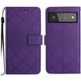 thumbnail image 1 of Dteck for Google Pixel 6 Pro Magnetic Case, Premium PU Leather Folio Flip Wallet Case with Card Holder Cash Slot Lanyard Strap Kickstand Function Embossed Pattern Slim Shockproof Cover, purple, 1 of 8