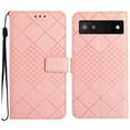 thumbnail image 1 of Dteck for Google Pixel 6A Magnetic Case, Premium PU Leather Folio Flip Wallet Case with Card Holder Cash Slot Lanyard Strap Kickstand Function Embossed Pattern Slim Shockproof Cover, pink, 1 of 8