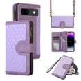 thumbnail image 1 of Dteck for Google Pixel 7 Case, iPhone XR Wallet Case with 9 Card Slots, PU Leather Magnetic Flip Zipper Purse Wristlet Strap Crossbody Lanyard Kickstand Phone Case 6.3 Inch,Purple, 1 of 9
