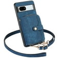thumbnail image 1 of Dteck Google Pixel 7 Crossbody Wallet Case, Zipper PU Leather Phone Case with Card Holder Wrist Strap Purse Cover for Google Pixel 7,Blue, 1 of 6