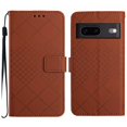 thumbnail image 1 of Dteck for Google Pixel 7 Magnetic Case, Premium PU Leather Folio Flip Wallet Case with Card Holder Cash Slot Lanyard Strap Kickstand Function Embossed Pattern Slim Shockproof Cover, brown, 1 of 8