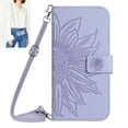 thumbnail image 1 of Dteck for Google Pixel 7 Pro Case, Crossbody Wallet Phone Case Embossed Flower PU Leather with Card Holder, Magnetic Closure Flip Folio Case with Lanyard,Light Purple, 1 of 8