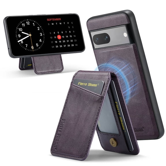 Dteck for Google Pixel 7 Pro Case Magnetic with Detachable Card Holder Wallet, Magnetic Phone Cover Compatible with MagSafe, Premium PU Leather Slim Shockproof Case for Pixel 7 Pro,Purple