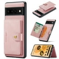 thumbnail image 1 of Dteck for Google Pixel 7 Pro Flip Wallet 2 in 1 Detachable Wallet Case, Magnetic PU Leather Slim Back Stand Protective Phone Case With Card Holder+Money Pocket,Pink, 1 of 7