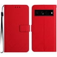 thumbnail image 1 of Dteck for Google Pixel 7 Pro Magnetic Case, Premium PU Leather Folio Flip Wallet Case with Card Holder Cash Slot Lanyard Strap Kickstand Function Embossed Pattern Slim Shockproof Cover, red, 1 of 8