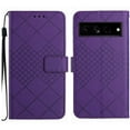 thumbnail image 1 of Dteck for Google Pixel 7 Pro Magnetic Case, Premium PU Leather Folio Flip Wallet Case with Card Holder Cash Slot Lanyard Strap Kickstand Function Embossed Pattern Slim Shockproof Cover, purple, 1 of 8