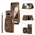 thumbnail image 1 of Dteck for Google Pixel 7 Pro Zipper Wallet Case, Magnetic Clasp Zipper Purse PU Leather Wallet Case with Credit Card Slot Holder Back Flip Cover, brown, 1 of 1