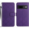 thumbnail image 1 of Dteck for Google Pixel 7A Magnetic Case, Premium PU Leather Folio Flip Wallet Case with Card Holder Cash Slot Lanyard Strap Kickstand Function Embossed Pattern Slim Shockproof Cover, purple, 1 of 8