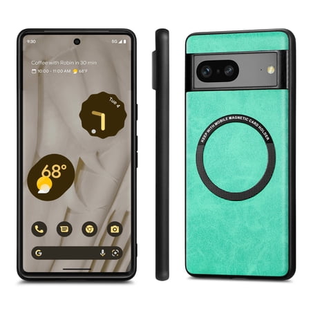 Dteck for Google Pixel 7A Magnetic Case,Slim Shockproof Soft PU Leather & Hard PC Full Protective Cover Google 7A 6.1”,Compatible with MagSafe Charging & Accessories,Pixel 7A Cases 2023,Green