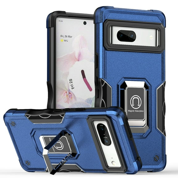 Dteck for Google Pixel 7A Phone Case, Built-in 360? Rotate Ring Stand, Military Grade Heavy Duty Shockproof Protective Rugged case Slim Cover Case for Pixel 7A 6.1",Blue