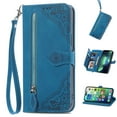 thumbnail image 1 of Dteck for Google Pixel 7A Wallet Case with Zipper Credit Card Holder, Flip Folio Book PU Leather Phone Case Shockproof Wristlet Strap Cover for Women Men,Blue, 1 of 5