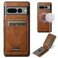 thumbnail image 1 of Dteck for Google Pixel 8 Case Magnetic with Detachable Card Wallet, 2 in 1 Removable Back Cover Compatible with MagSafe, Card Holder Flip Stand Pocket Slim Case for Pixel 8,Brown, 1 of 6
