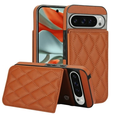 Dteck for Google Pixel 8 Case PU Leather Wallet with Card Holder, Flip Cover Kickstand Magnetic Closure Shockproof Heavy Duty Hard Protective Case, Brown
