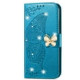 thumbnail image 1 of Dteck for Google Pixel 8 Case Wallet for Women, Flip Folio Cover with Butterfly Embossed Diamond PU Leathe Stand Card Holder Protective Case with Wrist Strap,Blue, 1 of 6
