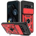 thumbnail image 1 of Dteck for Google Pixel 8 Pro Bracket Shell Case, Shockproof Heavy Duty Kickstand Rotate Ring Stand Magnetic with Car Mount Holder Slide Lens Cover Rugged Case, red, 1 of 7