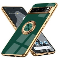 Dteck for Google Pixel 8 Pro Case with 360° Ring Holder Magnetic Stand, Luxury Electroplated Plating Edge Shockproof Protective Phone Cover for Pixel 8 Pro 2023,Green
