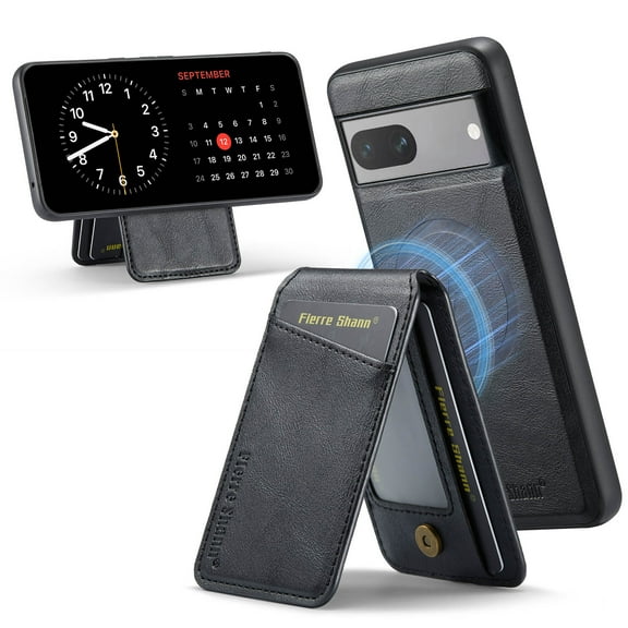 Dteck for Google Pixel 8 Pro Case Magnetic with Detachable Card Holder Wallet, Magnetic Phone Cover Compatible with MagSafe, Premium PU Leather Slim Shockproof Case for Pixel 8 Pro,Black