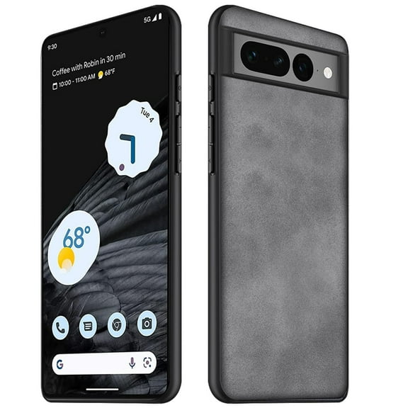 Dteck for Google Pixel 8 Pro Slim Back Case, Luxury Shockproof Business Retro Premium PU Leather Hybrid Case Cover, Anti-Drop Protective Cover with Lens Protection, gray
