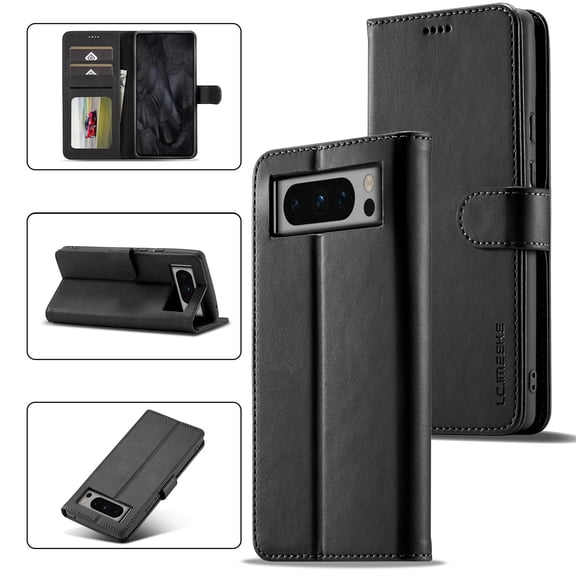 Dteck for Google Pixel 8 Pro Wallet Case with Card Slots, Magnetic Closure PU Leather Folio Flip Shockproof Protective Phone Case Cover for Google Pixel 8 Pro 6.7 Inch 2023,Black