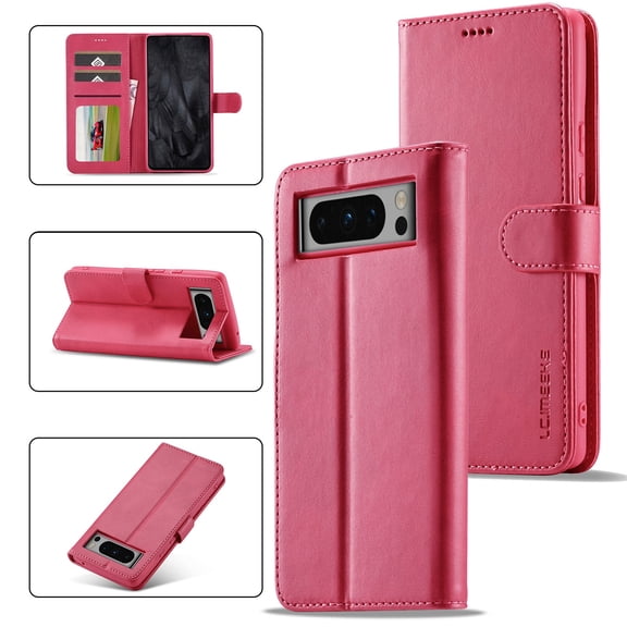 Dteck for Google Pixel 8 Pro Wallet Case with Card Slots, Magnetic Closure PU Leather Folio Flip Shockproof Protective Phone Case Cover for Google Pixel 8 Pro 6.7 Inch 2023,Rose