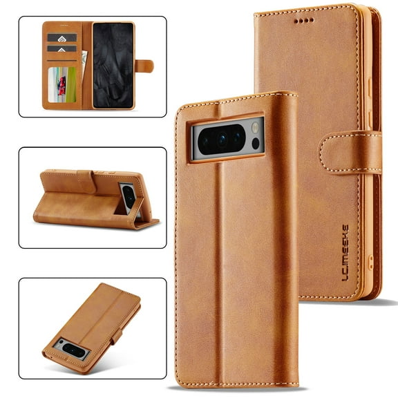 Dteck for Google Pixel 8 Pro Wallet Case with Card Slots, Magnetic Closure PU Leather Folio Flip Shockproof Protective Phone Case Cover for Google Pixel 8 Pro 6.7 Inch 2023,Yellow