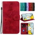 thumbnail image 1 of Dteck for Google Pixel 8 Pro Wallet Case,Premium PU Leather Embossed Pattern Folio Flip Case with Card Holders Wrist Strap Kickstand,Folio Purse Cover for Google Pixel 8 Pro,Red Lily, 1 of 6