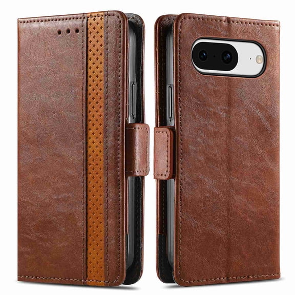 Dteck for Google Pixel 8 Wallet Case, Shockproof Magnetic PU Leather Flip Folio with Card Holders RFID Blocking Kickstand Anti-Scratch TPU Inner Shell Phone Case, darkbrown
