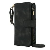 Dteck for Google Pixel 9 / 9 Pro Case Wallet with RFID Blocking Card Slots Premium Soft PU Leather Zipper Flip Folio Wallet with Wrist Shoulder Strap Kickstand Phone Case 6.3 Inch,Black